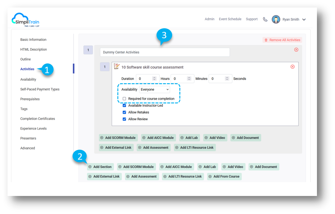 Mapping an Assessment to a Course