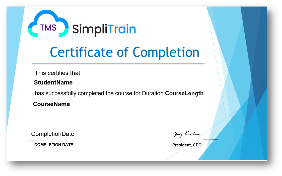 completion certificate for reference