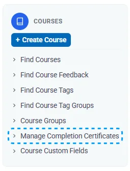 Learning Management Manage Completion Certificates