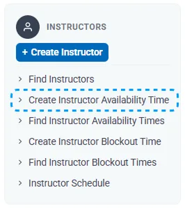 Training Management Create Instructor Availability Time