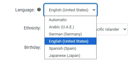 Learner Portal User Edit Language
